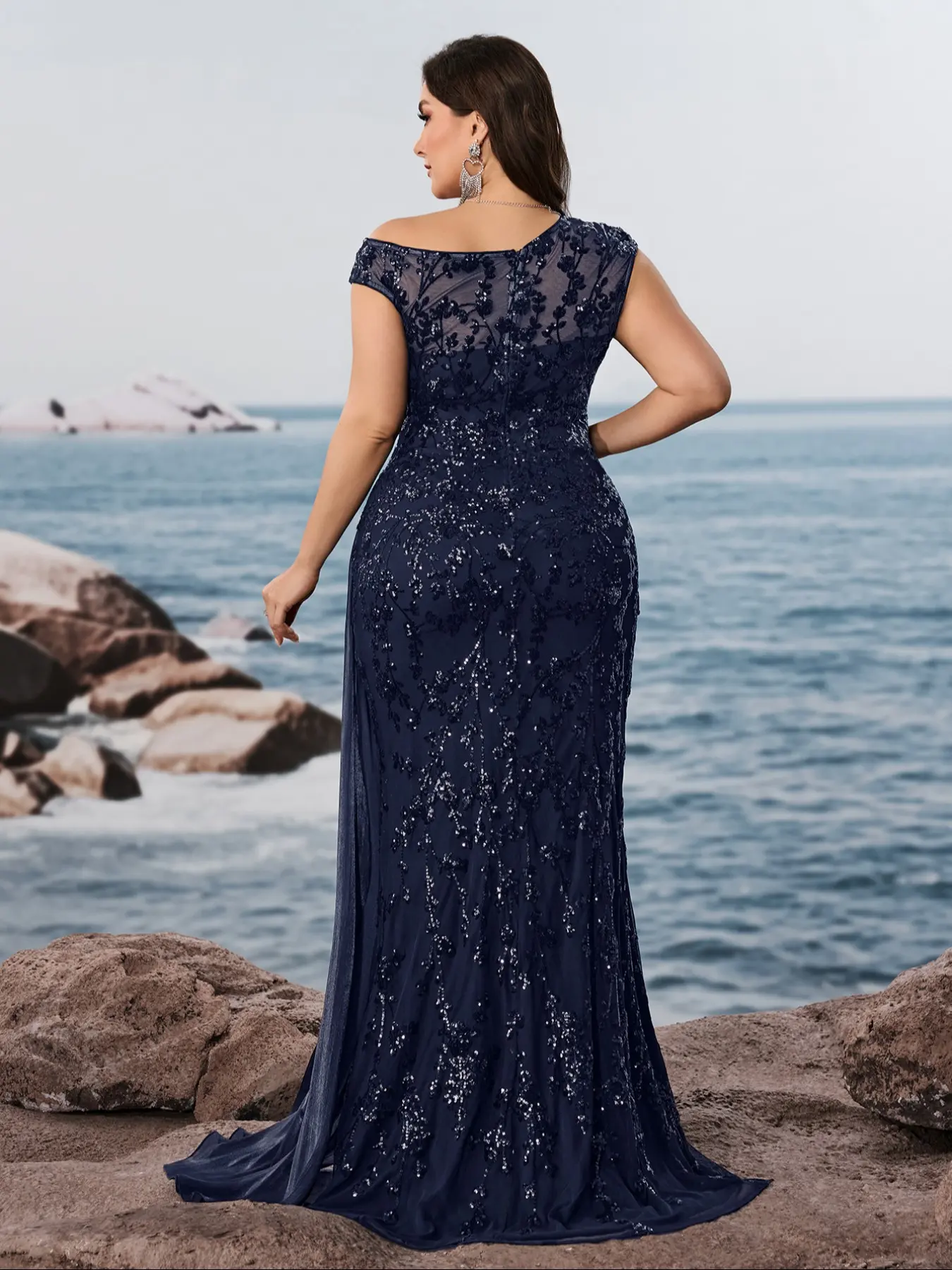 Elegant Long Formal Wear Evening Gown, Fitted Sequined Asymmetrical Neckline, Waist Tie, Ruched Hem, Embroidered Butterfly Sleeves, Mermaid Tail Design, Womenswear - TikTok Shop Elegant Long Formal Wear Evening Gown, Fitted Sequined Asymmetrical Neckline, Waist Tie, Ruched Hem, Embroidered Butterfly Sleeves, Mermaid Tail Design, Womenswear - TikTok Shop