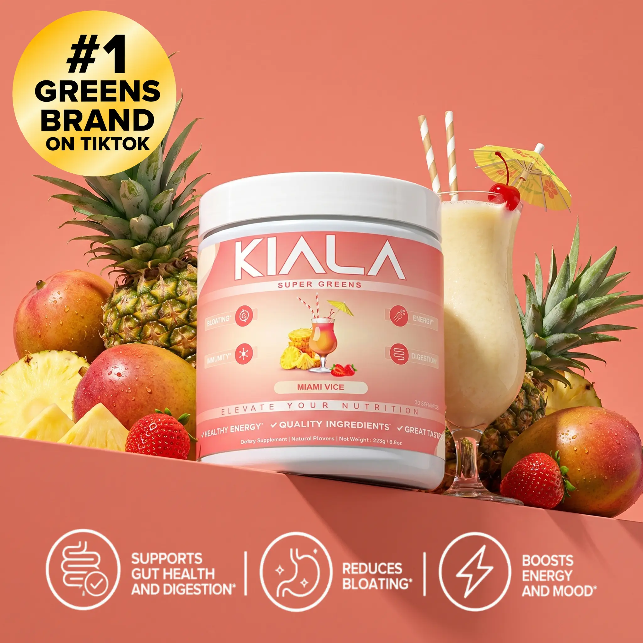 Kiala Nutrition Miami Vice Organic Super Greens Powder Dietary Supplement Kiala Nutrition Miami Vice Organic Super Greens Powder Dietary Supplement