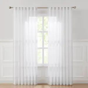Lush Decor Calia Textured Stripe Sheer Window Curtain Panels Pair 52x84 inches Polyester OEKO-TEX Certified Machine Washable