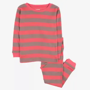 Leveret Two Piece Cotton Pajamas Striped Rose and Antler 2 Year