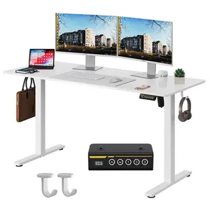 [Gamork] Electric height-adjustable desk with 3 height settings and lockable casters,40"×24" | 48"×24" | 53"×24", Ergonomically designed for office and home computer workstations.Gaming desks,Electronic game table,black, white, brown, and wood grain.
