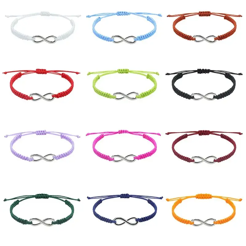 Handmade Wax Cord Braided Bracelet Lover Infinity Bracelet