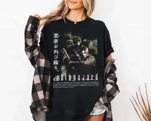 Vintage 90s Bootleg Style Biohazard Resident Evil T-Shirt, Leon Kennedy T-shirt, Retro Resident Evil Gifts For Man And Women Unisex T-Shirt
