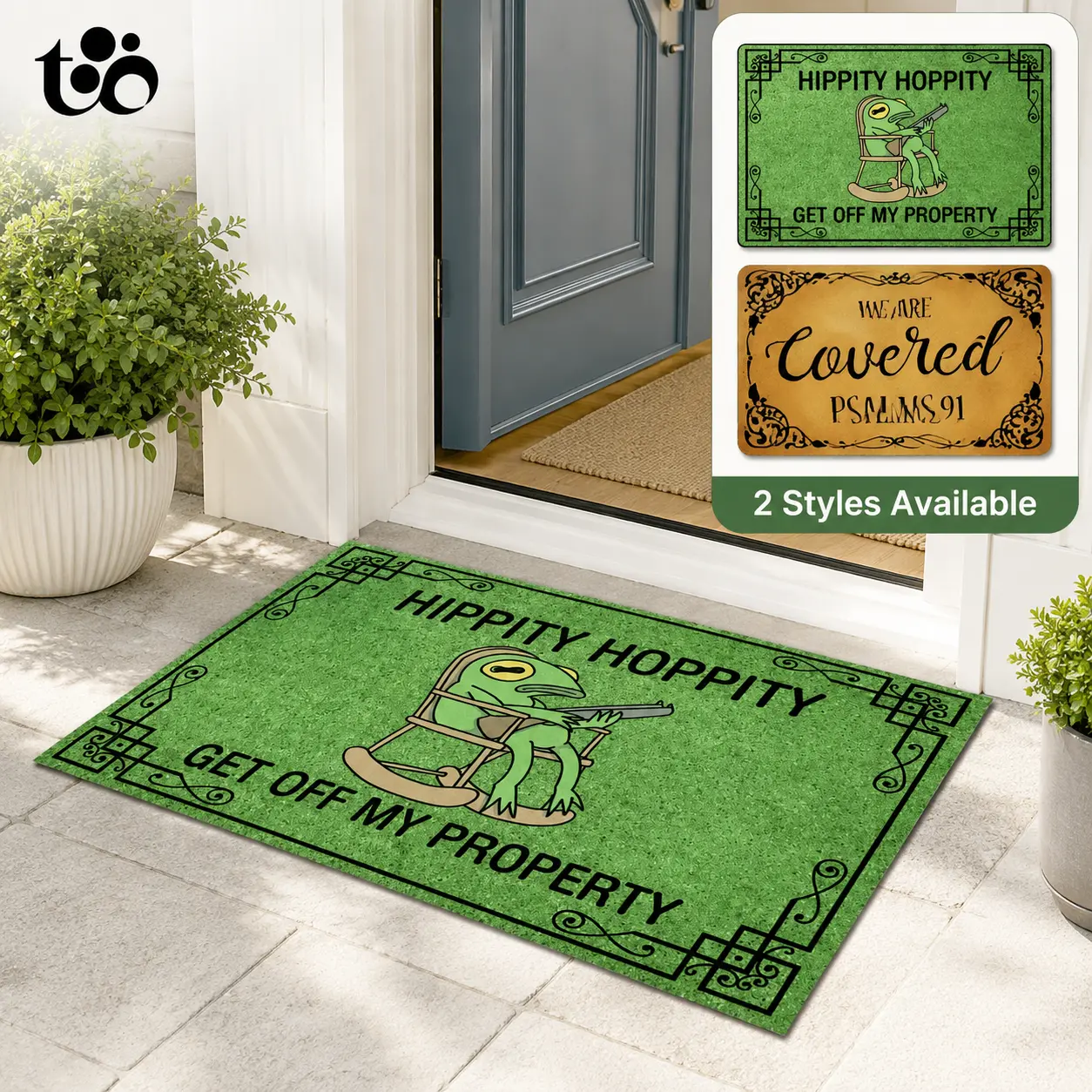 Pet Supplies Polyester Doormat - Hippity Hoppity Get Off My Property Animal Pattern Rug, Anti-Drop Single Rug for High Traffic Areas, Halloween/Thanksgiving Holiday Decor, Christmas, Contemporary Art