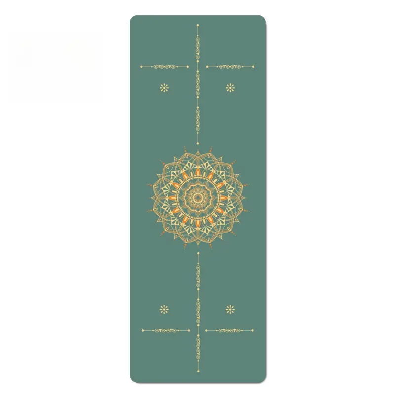 PU Yoga Mat, Printed Natural Rubber Coir Matte Yoga Mat, Extra Wide, Professional Non-Slip for Yoga & Pilates, Home Use, Free Carry Strap