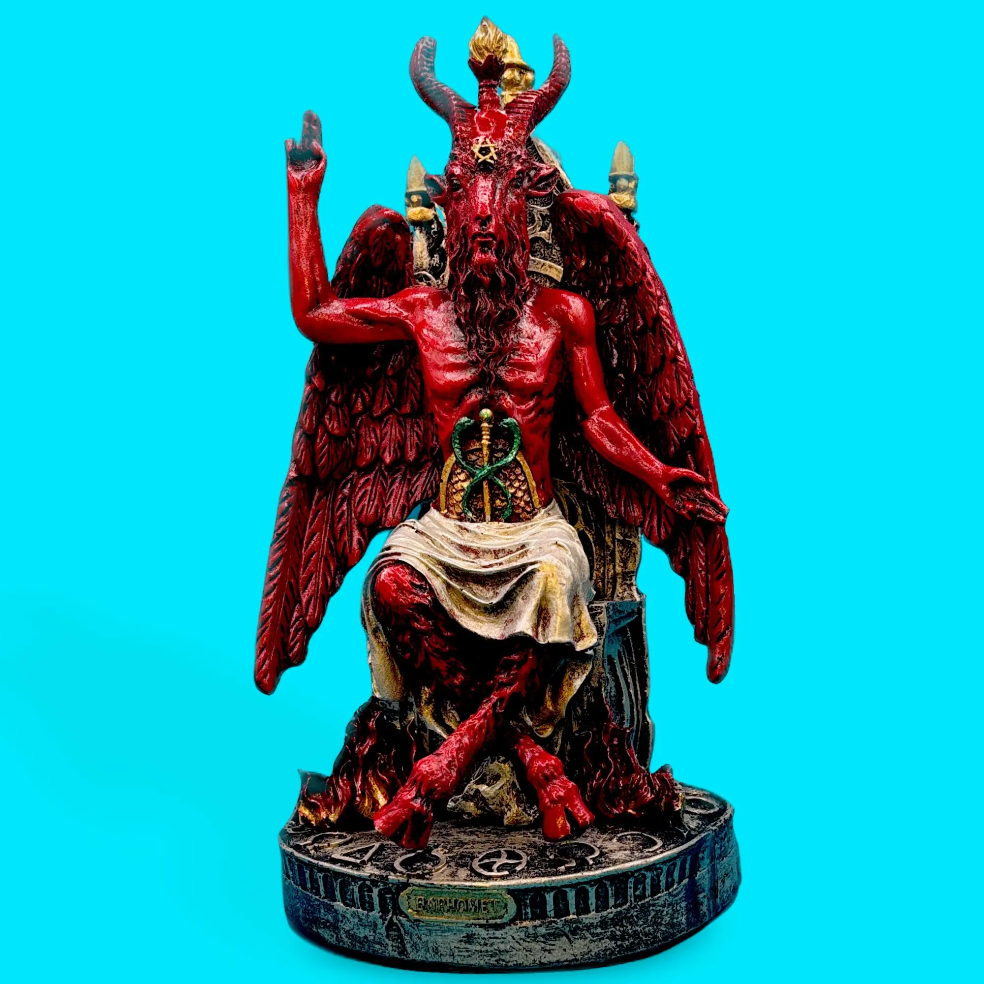 Baphomet Statue Ornaments, 9.5 in Red Authentic Home Decor Statue Made in Mexico