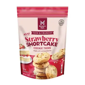 Mini Thin & Crunchy Strawberry Shortcake Cookie Thins Made With Real Strawberries- 1 Bag 1 Pound