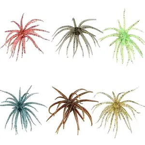 6 Pack 11CM 8.7g Sea Urchin Soft Lures, Floating TPR Swimbait with Bright Reflective Stars, 6 Colors Realistic Artificial Worm Baits for Bass & Perch, Works in Freshwater & Saltwater