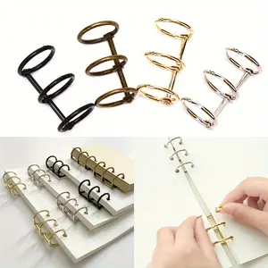 6pcs of 3-Ring Metal Loose Leaf Binders, Book Rings with Deduction Hinges, Used for Travel Diaries, Photo Albums, Notebooks, Binding Book Spines