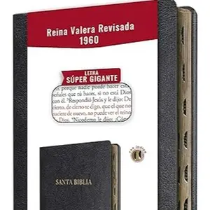 Biblia Reina Valera Revisada 1960 letra súper gigante, 17 puntos símil piel negro con índice / Spanish Bible RVR 1960 Super Giant Print,
