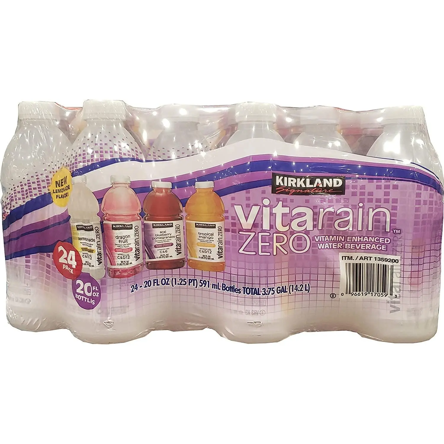 KIRKLAND SIGNATURE Vita Rain Zero Variety Water Beverage 24/20 Fl Oz Bottles Net Wt 480 Fl Oz