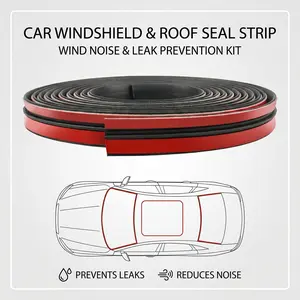 10Ft Universal T-Shape Car Weather Stripping, Self Adhesive Rubber Seal Strip for Windshield, Soundproof Quick Lift