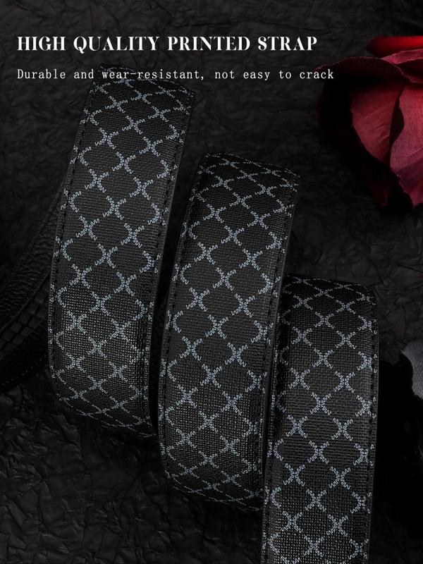 Men's Fashionable Plaid Pattern Buckles Belt, Casual Business Belt for Party, Daily Clothing Decor, Trendy All-match & Exquisite Belt for Birthday Gift, Artisan Leather Belt