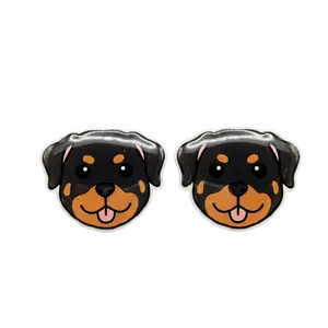 Black & Tan Rottweiler Titanium Stud Earrings