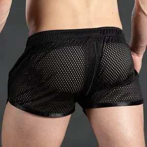 Fitness Fashion Large Hole Muscle Sports Shorts Men Quick-Dry Breathable Thin Three-Quarter Shorts Beach Summer