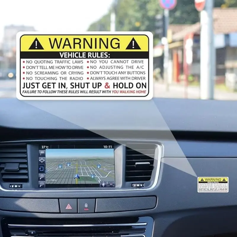 Funny Passenger Rules Vehicle Safety Warning Stickers, Vinyl Decals for Cars, Dashboards, Trucks, Windows, Wine Glasses, Humorous Graphics, Universal Car Sticker, Automobile Decals, Automotive Decals, Decals for Vehicles