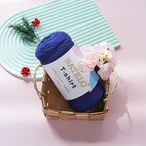 BATELO T-Shirt Yarn 2 Pack 400g/144yds Thick High Elastic Polyester for Beginner Crochet Projects Bags Baskets Coasters DIY Scarlet Fashion Thread Mandala Gnome Yarn Pack with Pattern Cards crochet supply