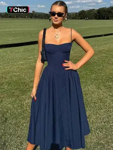 Women's Plain Backless Bodycon Dress, Elegant Minimalist Spaghetti Strap Sleeveless Dress for Party Club Holiday, Ladies Summer ClothesGiftGift