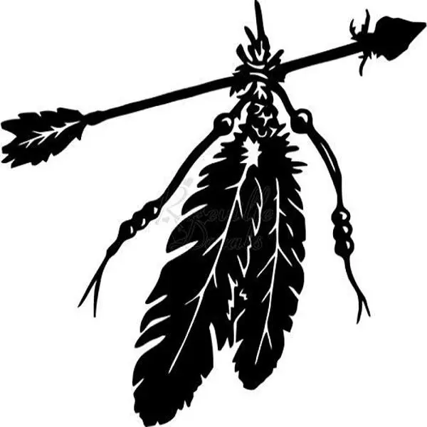 Roseville Decals American Native Arrow Feathers Vinyl Decal Sticker for Home Office Decor Vehicle Window Sign Size- [8 inch] / [20 cm] Wide Color- Matte Black