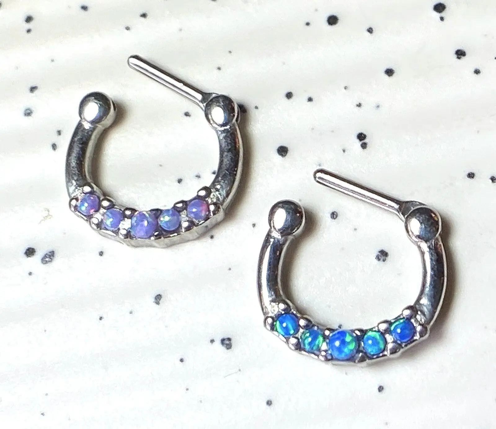 1pc 100% SURGICAL STEEL Five-Opal Septum Clicker 16g Nose Ring