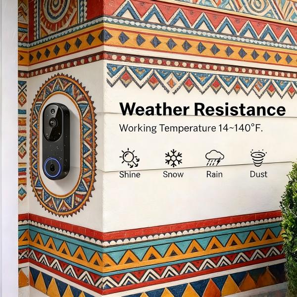 1080p Portable Wi-Fi Video Doorbell Camera with Dual-Way Talk, Infrared Night Vision, Secure Cloud Storage, Intelligent AI Motion Detection, Compatible with 2.4GHz Wi-Fi