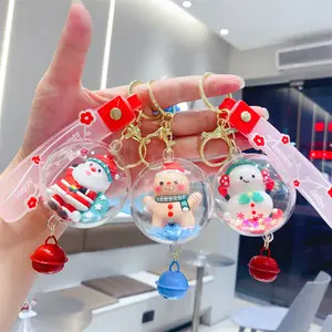 Cartoon Shaker Keychain Pendant Cute Christmas Doll Bubble Bead Backpack Car Hanging Decoration Bag