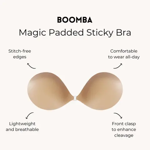 BOOMBA Magic Padded Sticky Bra - Patented Sticky Fashion Bra