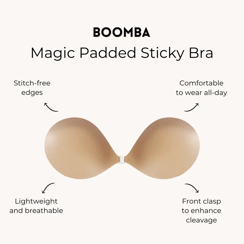 BOOMBA Magic Padded Sticky Bra - Patented Sticky Fashion Bra