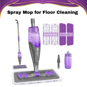Spray Mop Floor Cleaning Gift Set – Wet & Dry Microfiber Mop with Washable & Disposable Pads, Refillable Bottle for Hardwood, Tile, Kitchen & Pet Hair
