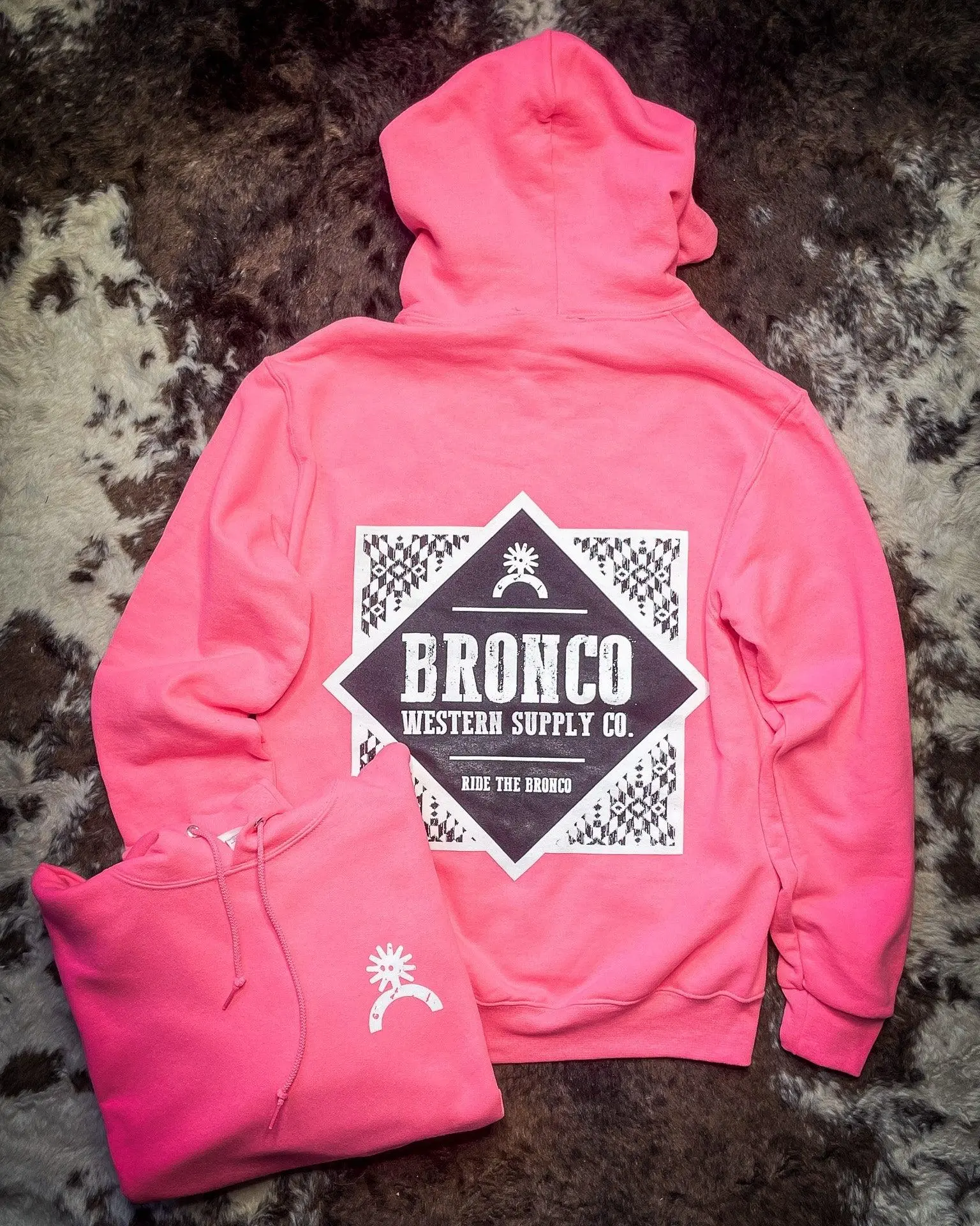 Women's Smooth Denim-Spun Spandex Havasu Hoodie - Neon Pink, Love-Infused Comfort Sweatshirt