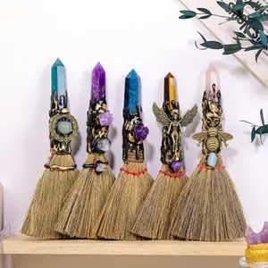 1pc Exquisite Handmade Crystal Column Mop - Arts & Crafts Craft Kits for Office Home Decoration - Natural Stone Witch Holiday Gift with Unique Irregular Cracked and Small Notches Details