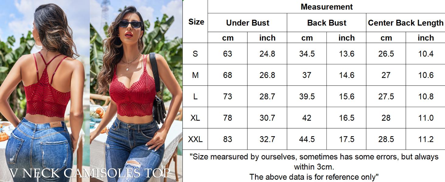 Dealsforyoudays - Avidlove Lace Bralette for Women V Neck Camisoles Racerback Adjustable Strap Crop Top