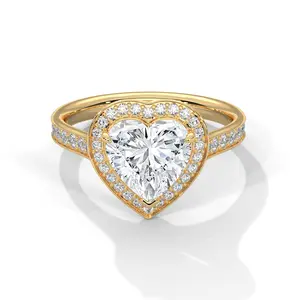 Heart Shaped Lab Diamond Halo Solitaire Ring