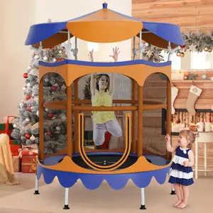 Costzon Toddler Trampoline, 64” Trampoline for Kids with Removable Canopy, All Round Enclosure Net & Handrail,  Indoor & Outdoor , COSTST