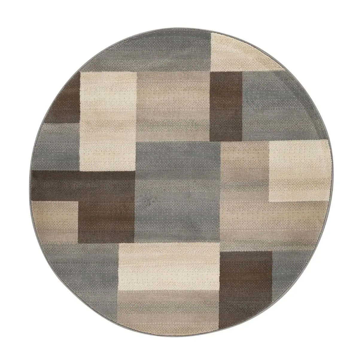 5 ft. Modern Polypropylene Power Loom Stain Resistant Stain Proof Round Area Rug - Grey, Ideal for Kids Rooms