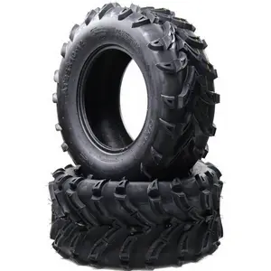 25x8-12 ATV/UTV Tires 6PR, All Terrain 15mm Tread Depth 25x8x12 Trail Sand Mud Stream Off-Road Tires, Tubeless Set of 2