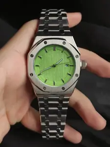 Men's Fashion Quartz Watch, Casual Sport Wristwatch, Octagonal Brushed Steel Case, Dial, Light Luxury Men's Watch