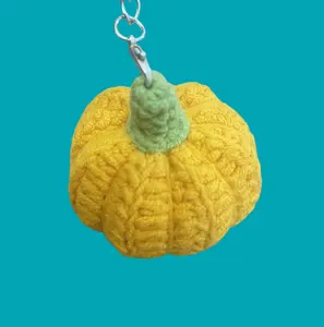 pumpkin keychain phone chain cute gift present handmade crochet soft yarn