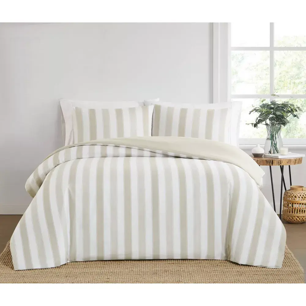 Truly Soft 2pc Twin/Twin Extra Long Aiden Striped Comforter Set Beige