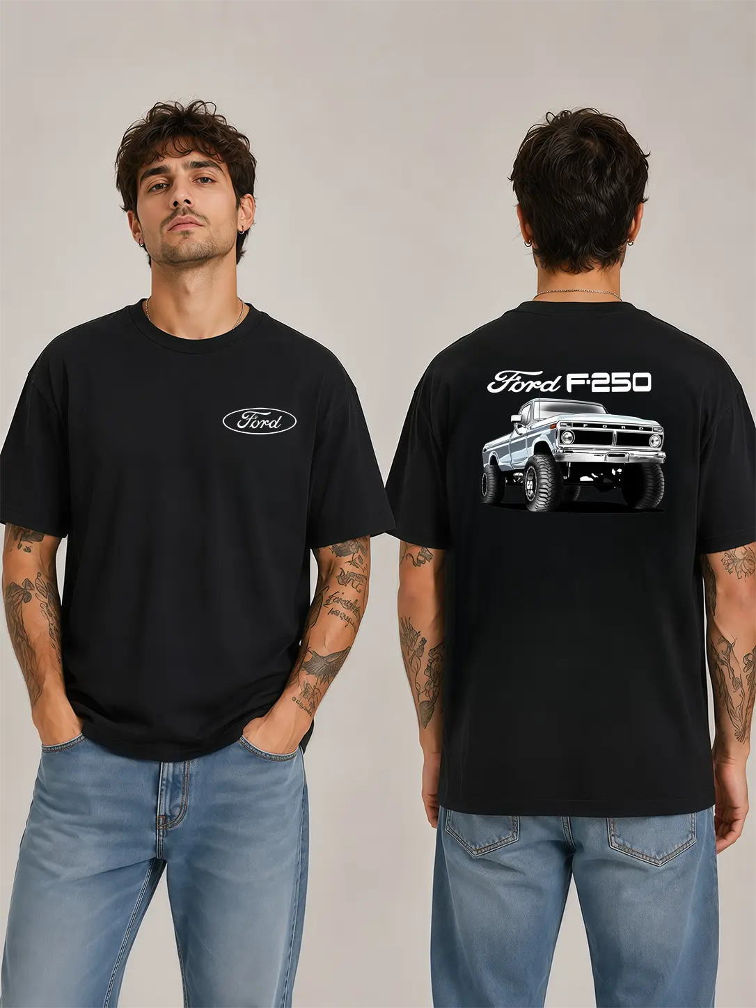 [100% Cotton] ford t-shirt,Classic Lifted Truck Inspired Double Sided Graphic T-Shirt, Vintage 4x4 Pickup Automotive Tee, Off Road Streetwear Casual Shirt for Men,shirt men,shirts for men graphic tees