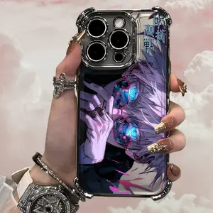 Anime Jujutsu Kaisen Gojo Satoru New Plating Case For iPhone 17 16 15 14 13 12 11 Pro Max Plus Air Shockproof Anti-Fall Armor Smartphone Cellphone Cover Protection Ddw-247Du241111303 Protective Casing Screen Protector