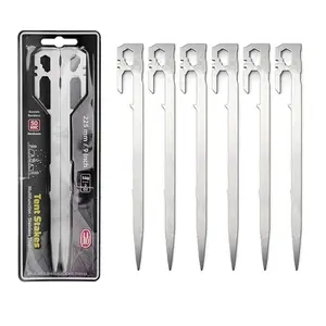 Tent Poles 6 Piece Set, Stainless Steel Ground Stakes, Lightweight Camping Essentials, 11 Inch 2.5 Oz, Tent Accessories