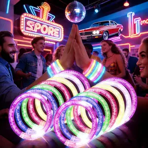 Glow In The Dark LED Bracelets 20-Pack 8-Color Neon Party Favors Kids & Adults Unisex 3 Flash Modes Light Up Sticks for Parties Events
