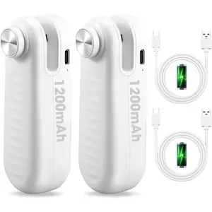 2 Pack Mini Bag Sealer, 2 in 1 Handheld USB-C Rechargeable Chip Bag Sealer with Heat Seal & Cutter for Plastic Snack & Food Bags, Portable, Double White