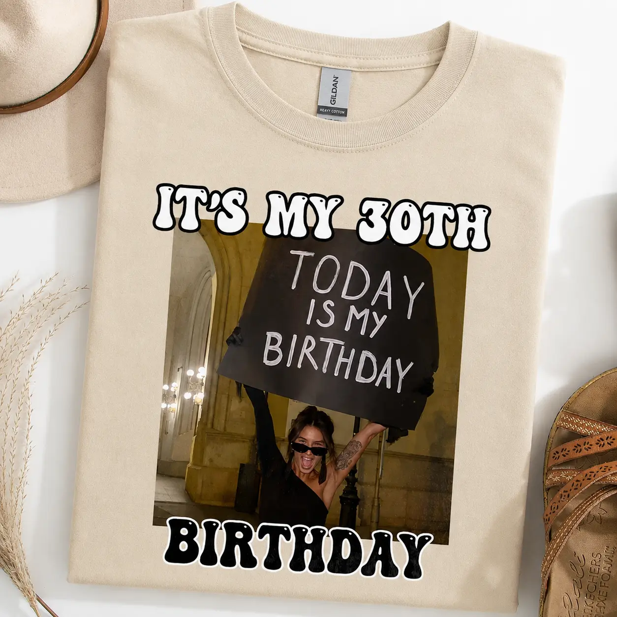 Personalised Vintage Photo Birthday T-Shirt, Custom Picture & Year Tee, 30th 40th Birthday Gift, Retro Party Shirt