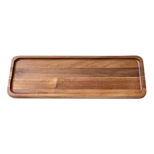 Rectangular Acacia Wood Tray, Ideal for Breakfast, Kitchen, Restaurant, Outdoor Use, Perfect for Fruits, Desserts, Coffee, Snacks, Bread
