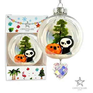Pumpkin Mask Plastic Ornament with Magnetic Crystal 3"x7"
