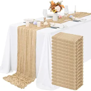 15 Packs Cheesecloth Table Runner Beige,13 Ft Light Brown Rustic Gauze Boho Wedding Table Runner Decoration, Wedding Table Decor Table Cloth for Wedding Party Bridal Shower Table,21.5x157in