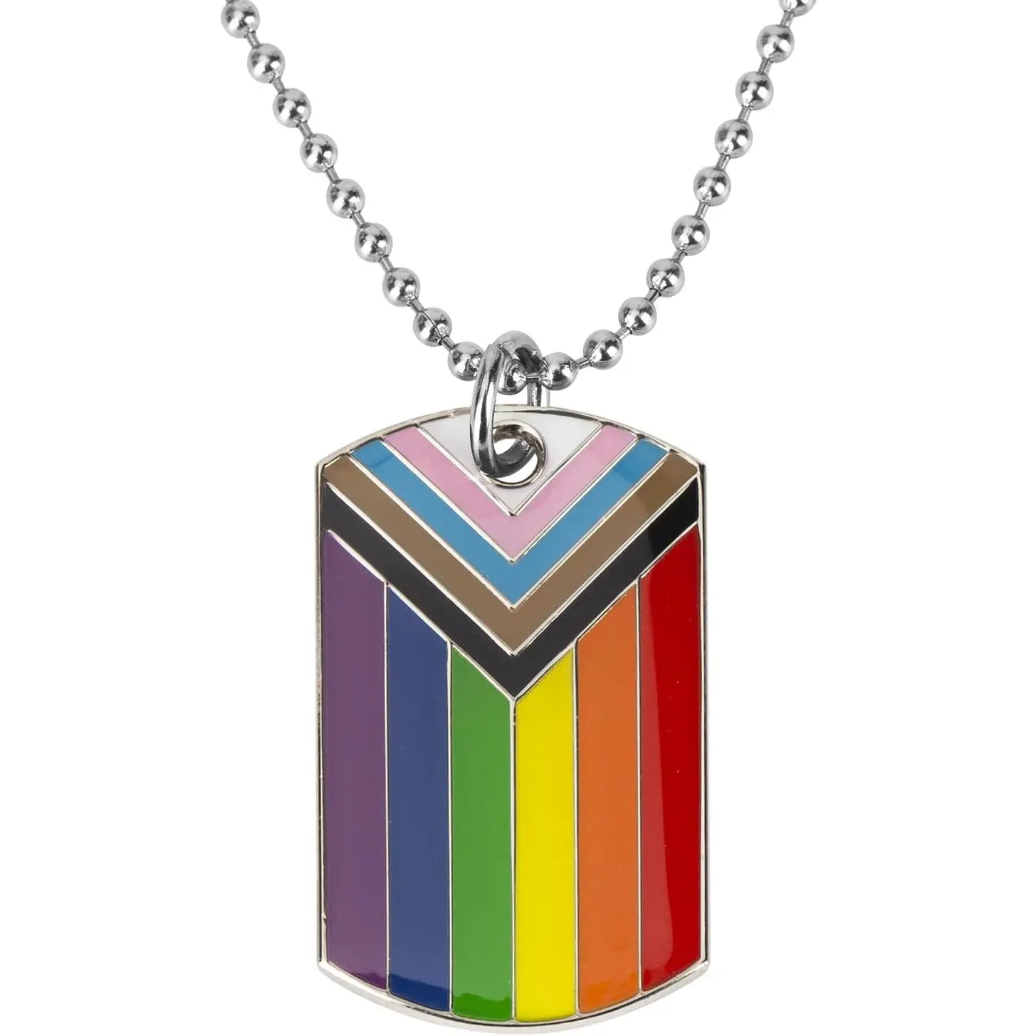 Progress Pride Dog Tags Pendant Necklace LGBT Necklace Gay Pride Gift Rainbow Pride Necklace LGBT Jewelry Pride Gift (Progress Pride)