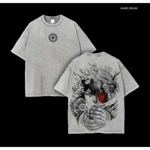 Zuko Avatar The Last Airbender Anime Double Printed Vintage Washed Tee Unisex Oversize Heavyweight Cotton T-shirt for Anime Fans and Lovers